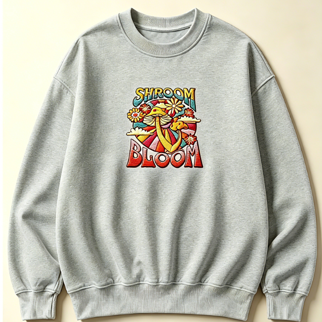 70s Psychedelic Mushroom Floral Crewneck Sweatshirt