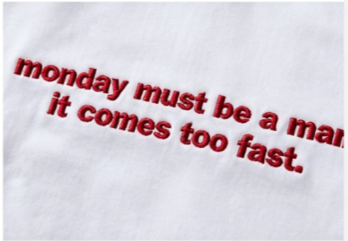 Monday Must Be a Man Embroidered T-Shirt – Funny Red Letter Graphic Tee, Casual Unisex Cotton Shirt