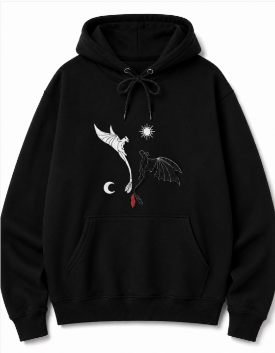 Mystic Twin Dragons Embroidered Hoodie