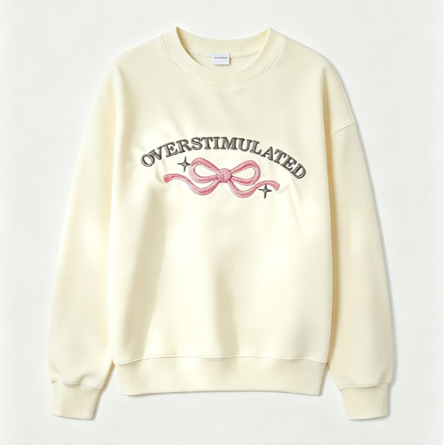 Overstimulated Embroidered Bow Sweatshirt