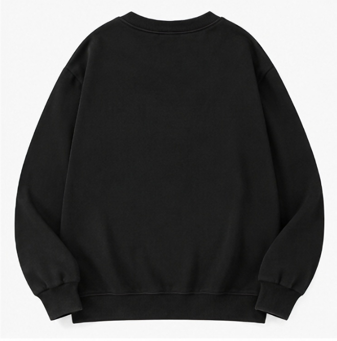 A Little Ray of Pitch Black Embossed Oversized Crewneck Sweatshirt