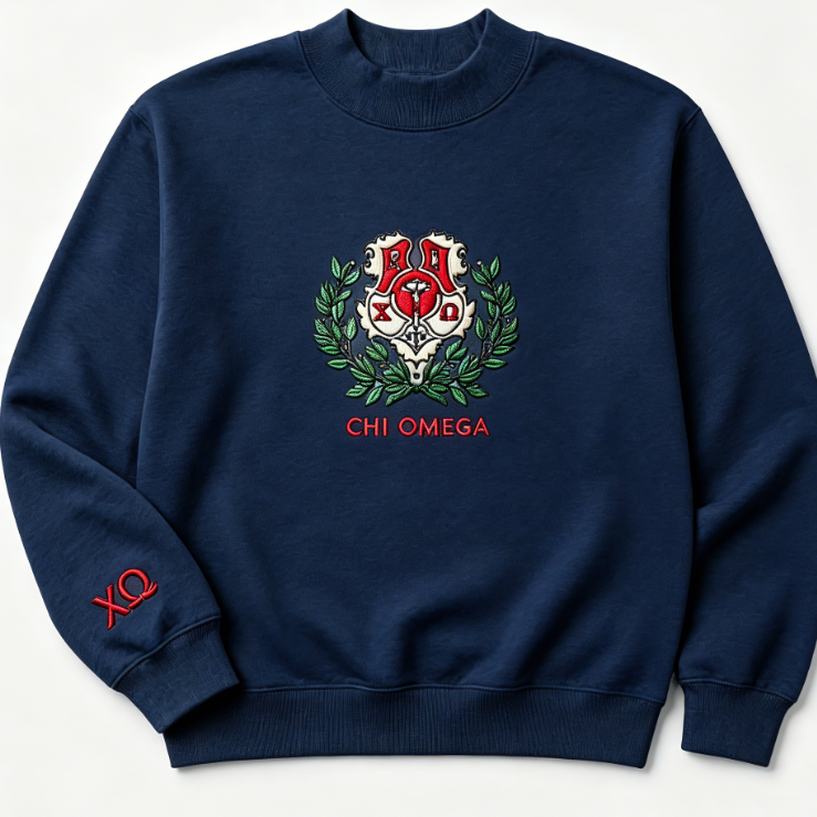 Vintage Chi Omega Embroidered Crewneck Sweatshirt