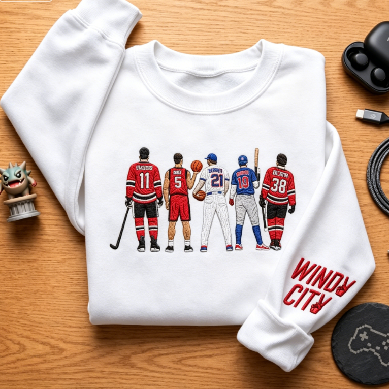 Windy City Chicago Legends Players Back Embroidery Crewneck Sweatshirt