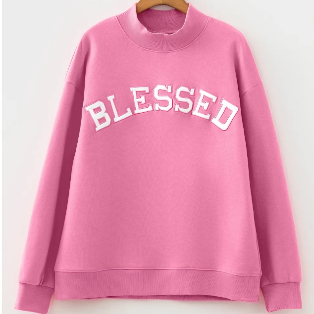 BLESSED Embroidered Oversized Sweatshir