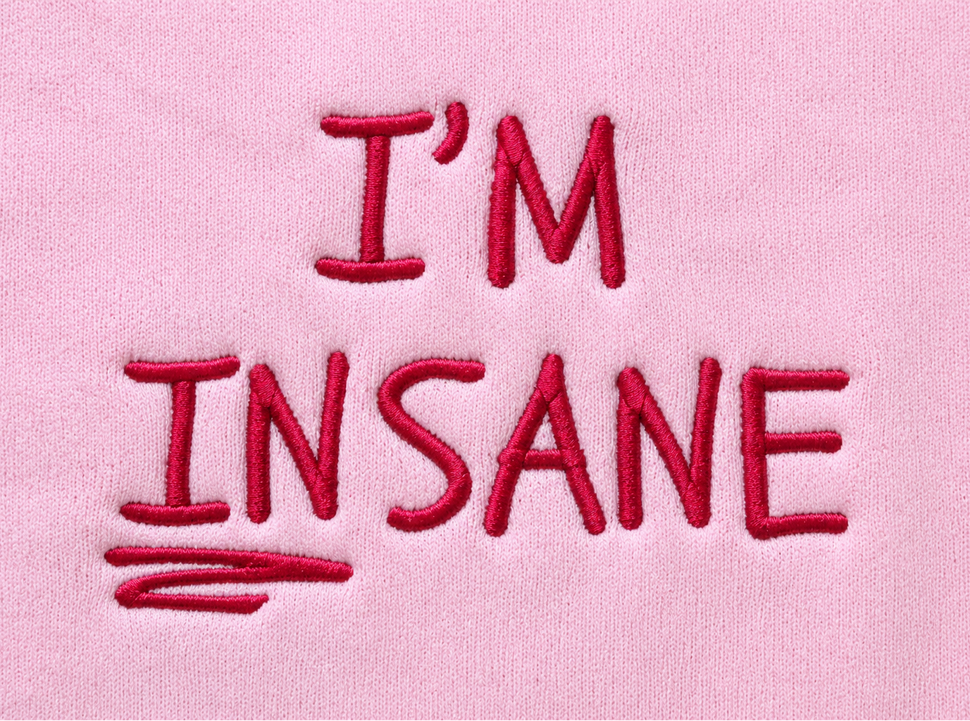 I'M INSANE Red Heavy Embroidery Crewneck Sweatshirt | Unisex Matching Couple Pullover Streetwear