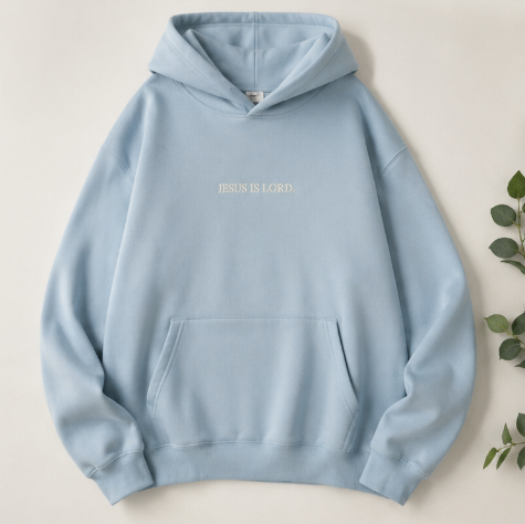 Jesus Is Lord Embroidered Christian Hoodie – Minimalist Faith-Based Pullover Sweatshirt