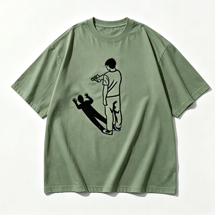 Shadow Reflection Embroidered T-Shirt