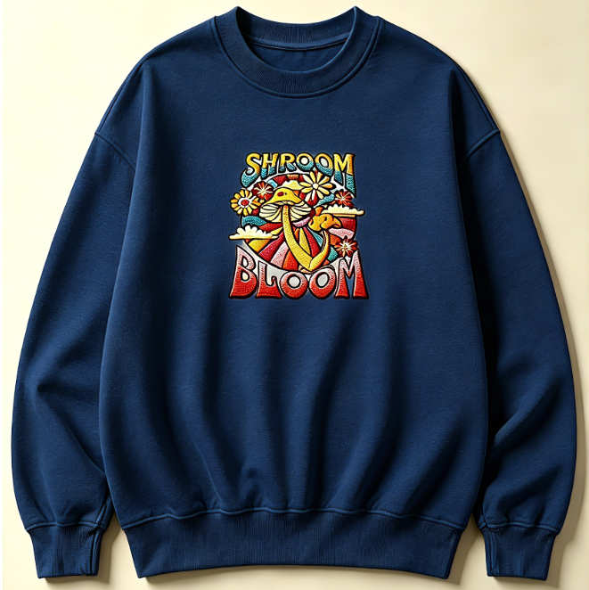 70s Psychedelic Mushroom Floral Crewneck Sweatshirt