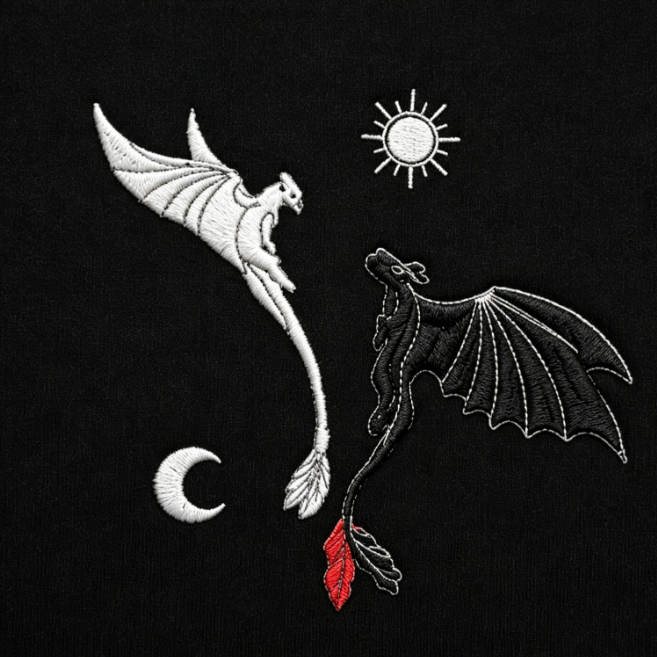 Mystic Twin Dragons Embroidered Hoodie