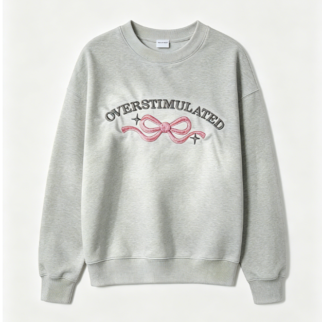Overstimulated Embroidered Bow Sweatshirt