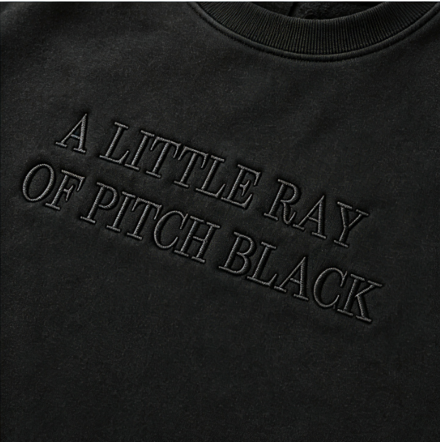 A Little Ray of Pitch Black Embossed Oversized Crewneck Sweatshirt