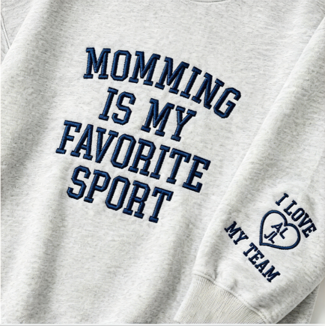 Momming Is My Favorite Sport Embroidered Sweatshirt