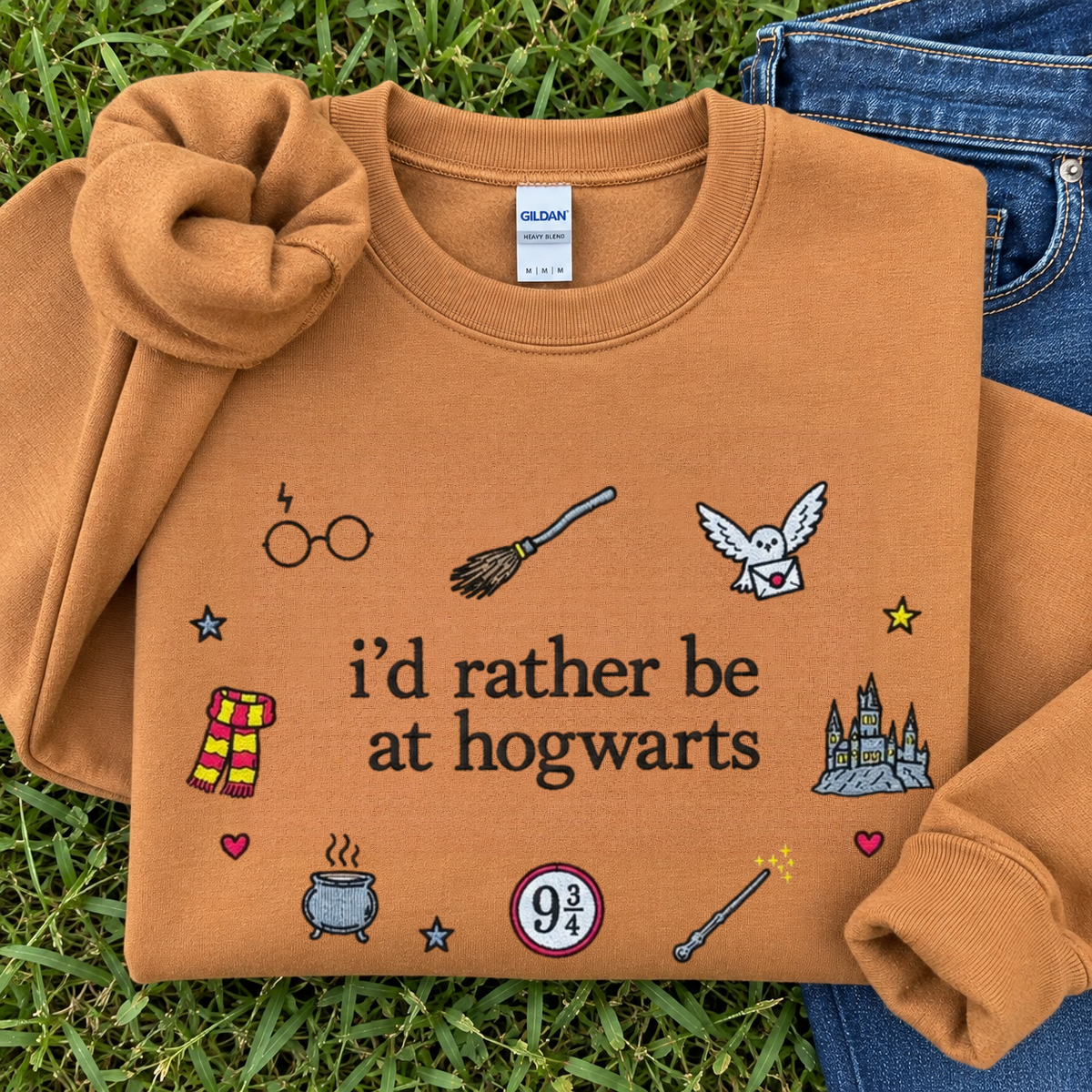 I’d rather be in Hogwarts embroidery sweatshirt
