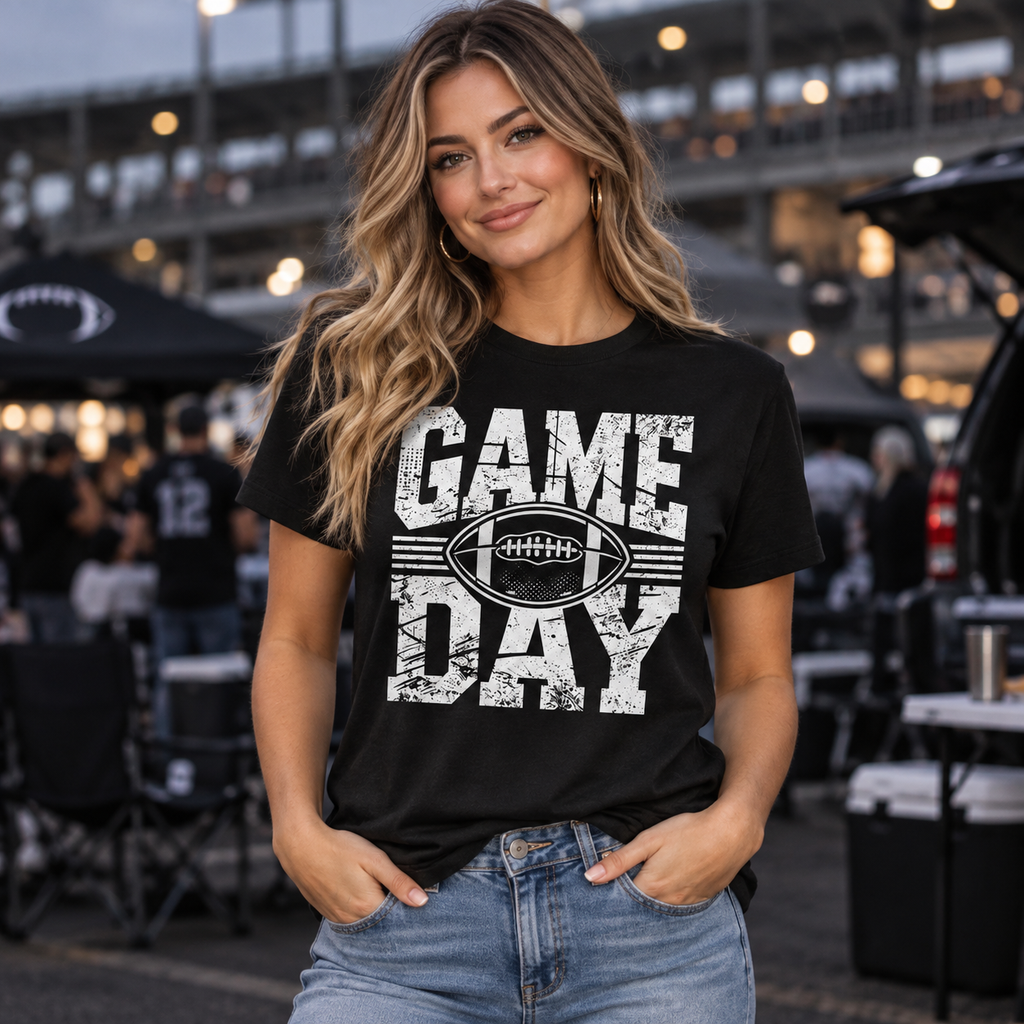 Retro Cotton Casual T-Shirt - Football Mom Everyday Apparel for Fall Sports Game Day