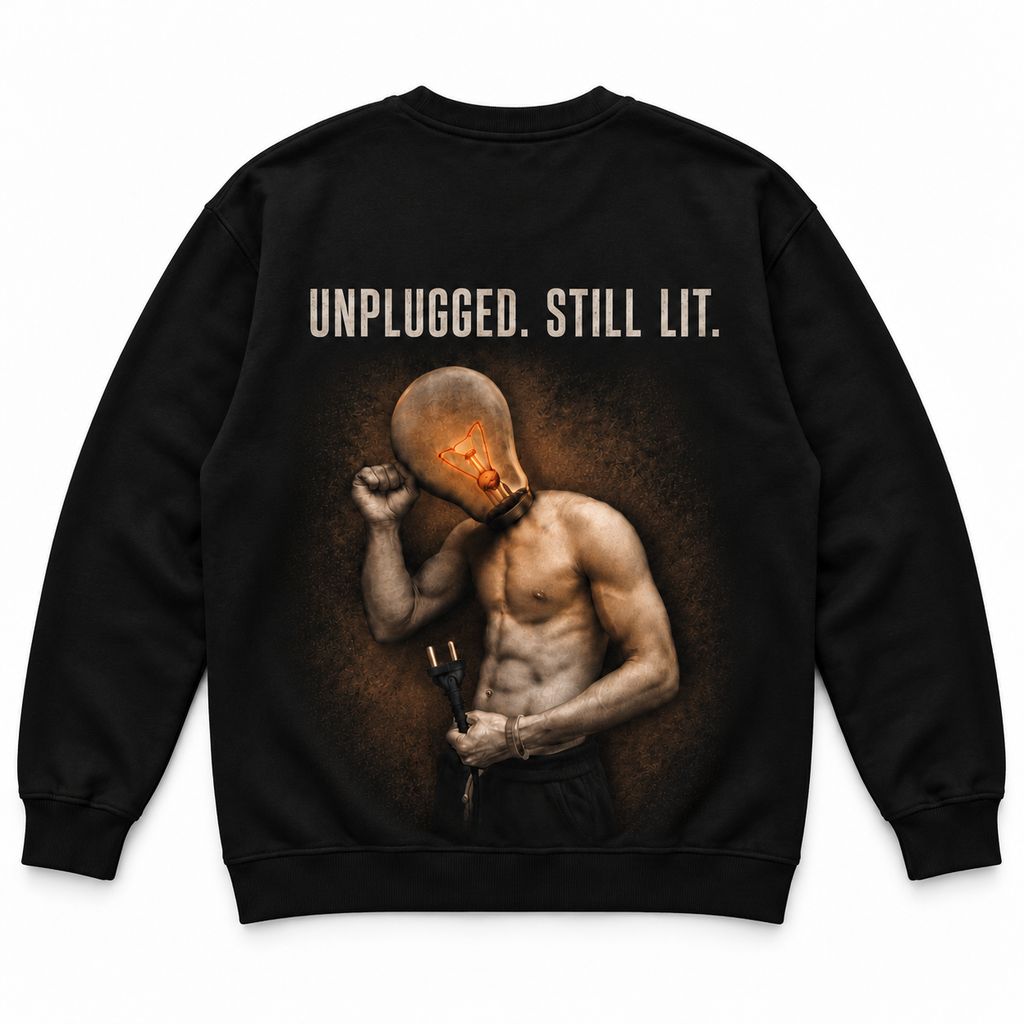 Unplugged, Still Lit – Vintage Lightbulb Graphic T-shirt/Sweatshirt