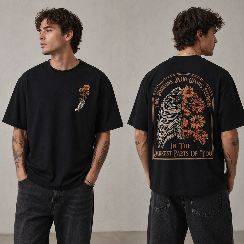 Find Someone Who Grows Flowers Rib Sunflowers Pattern Printing Street Style  T-shirt/Sweatshirt/Hoodie