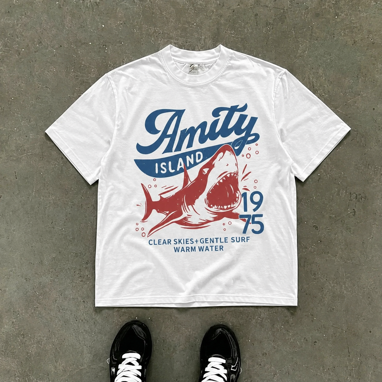 Jaws Amity Island 1975 Unisex Tee, Movie Inspired Gift, Cotton T-Shirt for Film Buffs