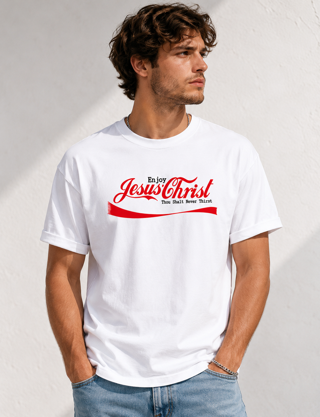 Clever Faith & Pop Culture Mashup Top - ‘Enjoy Jesus’ in Vintage T-shirt/Sweatshirt/Hoodie