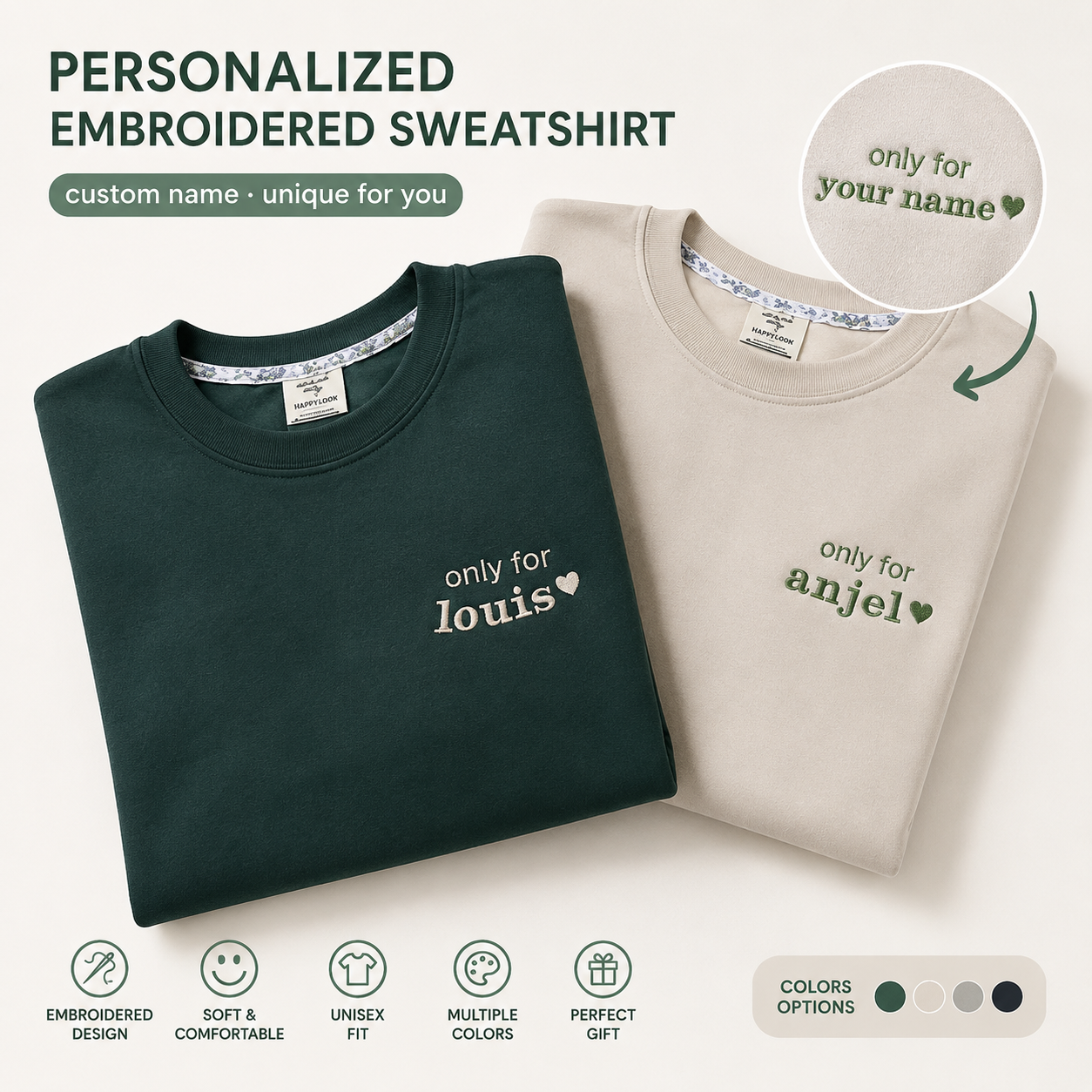 Custom Embroidered Name Sweatshirt | A Gift Made Only for Them