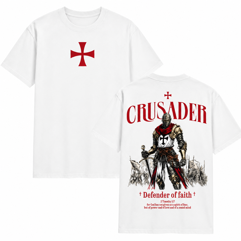 Distressed Crusader Defender of Faith Vintage Washed Tee