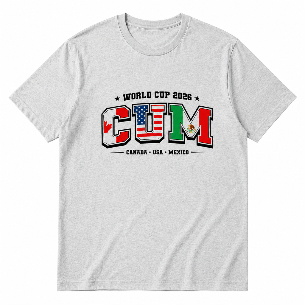 World Cup 2026 CUM Graphic T-Shirt | USA Canada Mexico Flag Varsity Style Tee