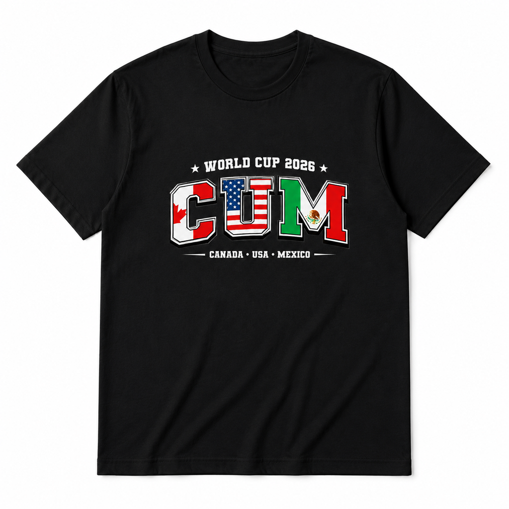 World Cup 2026 CUM Graphic T-Shirt | USA Canada Mexico Flag Varsity Style Tee