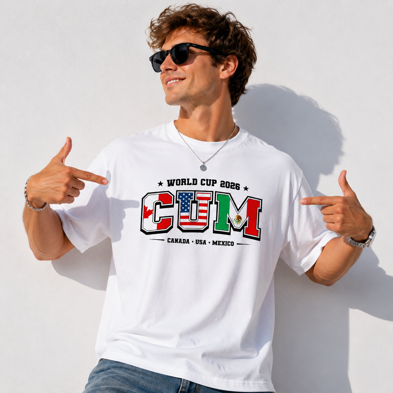 World Cup 2026 CUM Graphic T-Shirt | USA Canada Mexico Flag Varsity Style Tee