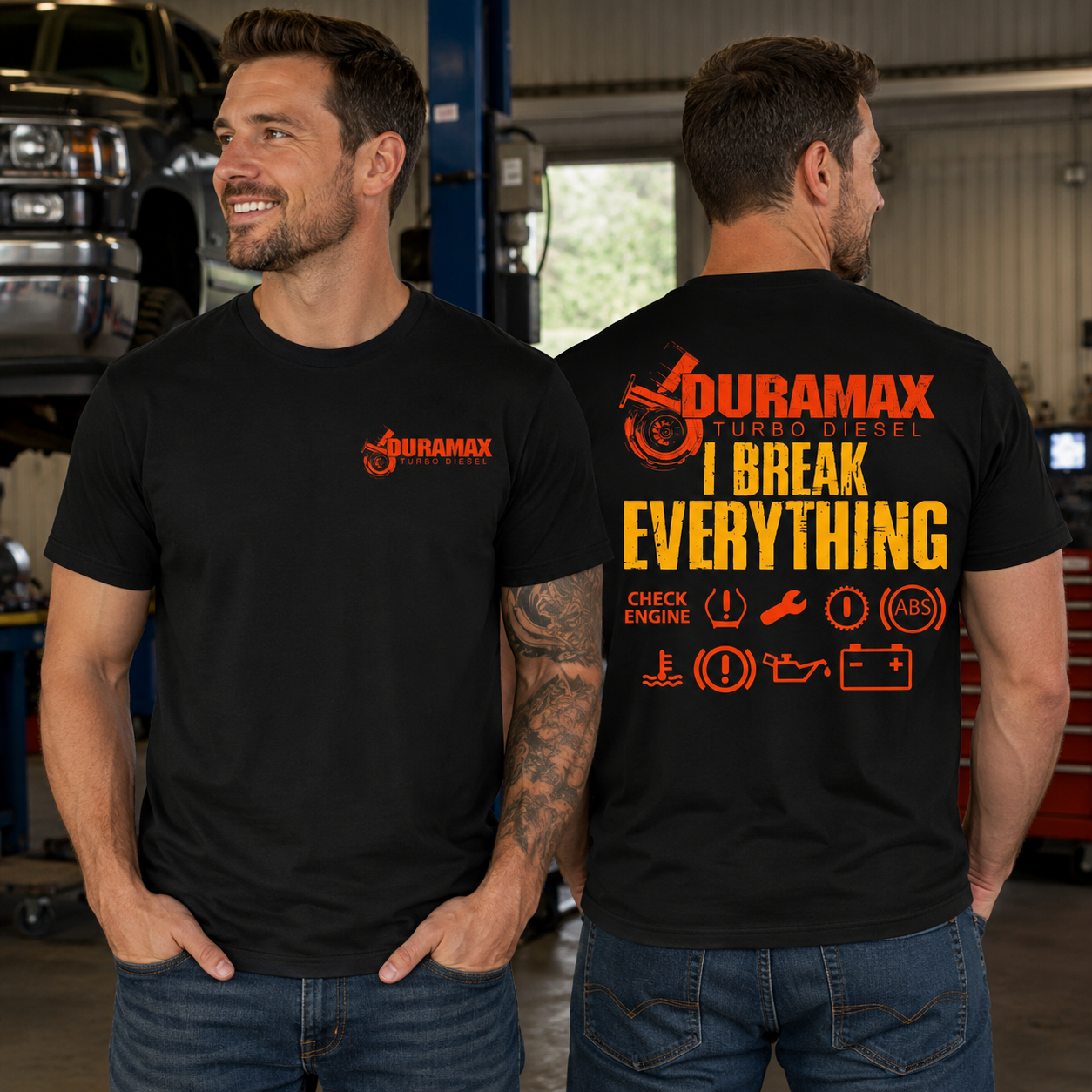 Duram.ax Turbo Diesel Shirt, I Break Everything Funny Diesel Truck Graphic Tee