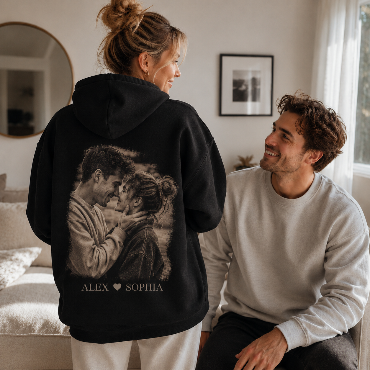 Personalized Flower & Portrait Hoodie – Custom Pet, Couple or Memorial Back Design T-shirt/Sweatshirt/Hoodie