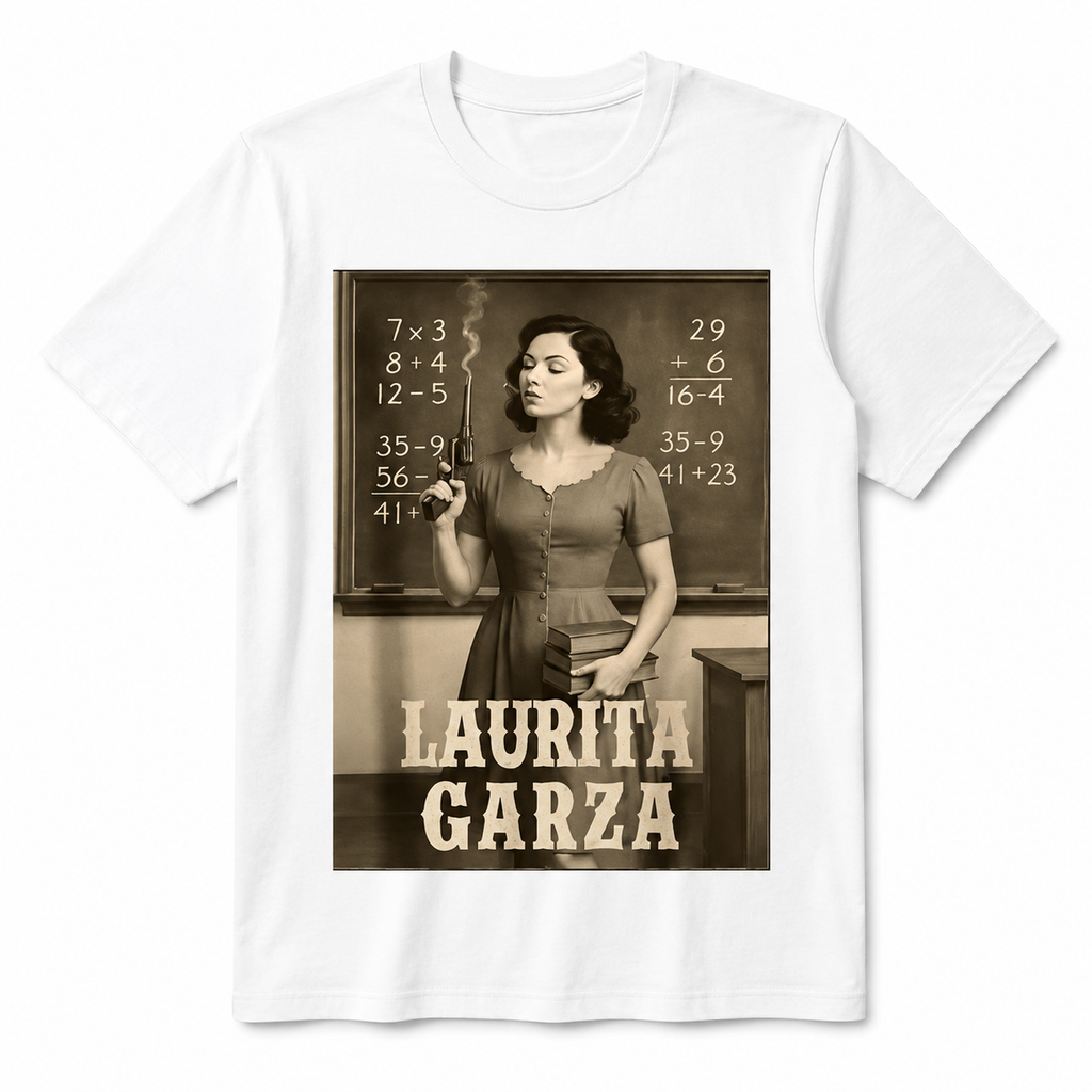 Laurita Garza Vintage Teacher Smoking Math Classroom Print cotton T-shirt