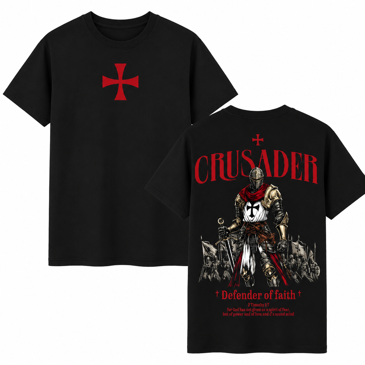 Distressed Crusader Defender of Faith Vintage Washed Tee