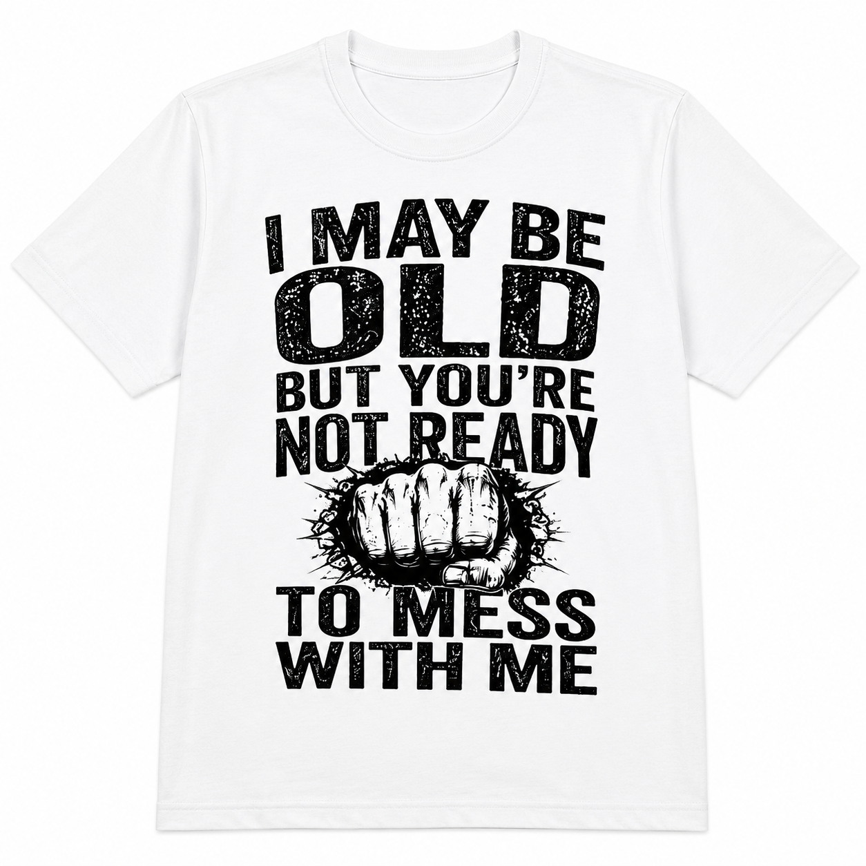 Old But Dangerous Retro Distressed Skull Veteran Biker Graphic T-Shirt