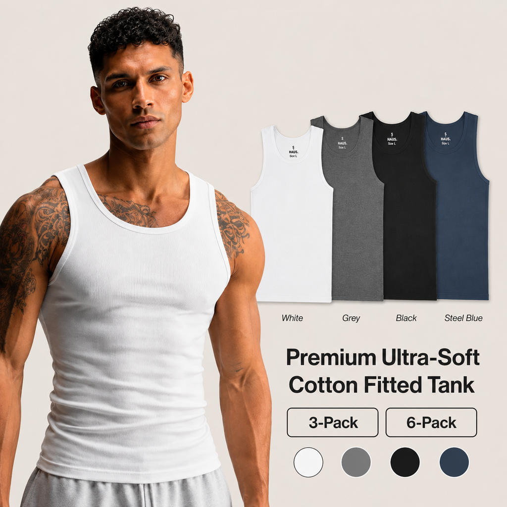 Premium Ultra-Soft Cotton Fitted Tanks 3 Pack / 6 Pack