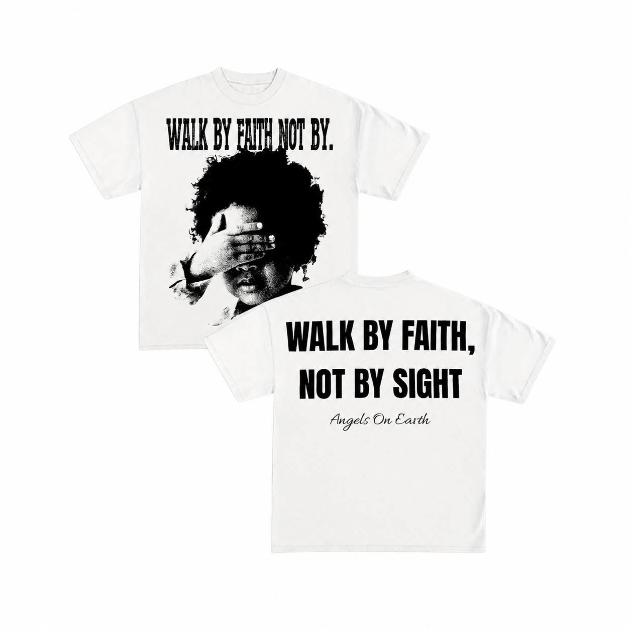Streetwear Graphic Tee with Bible Verse & Child Portrait Print