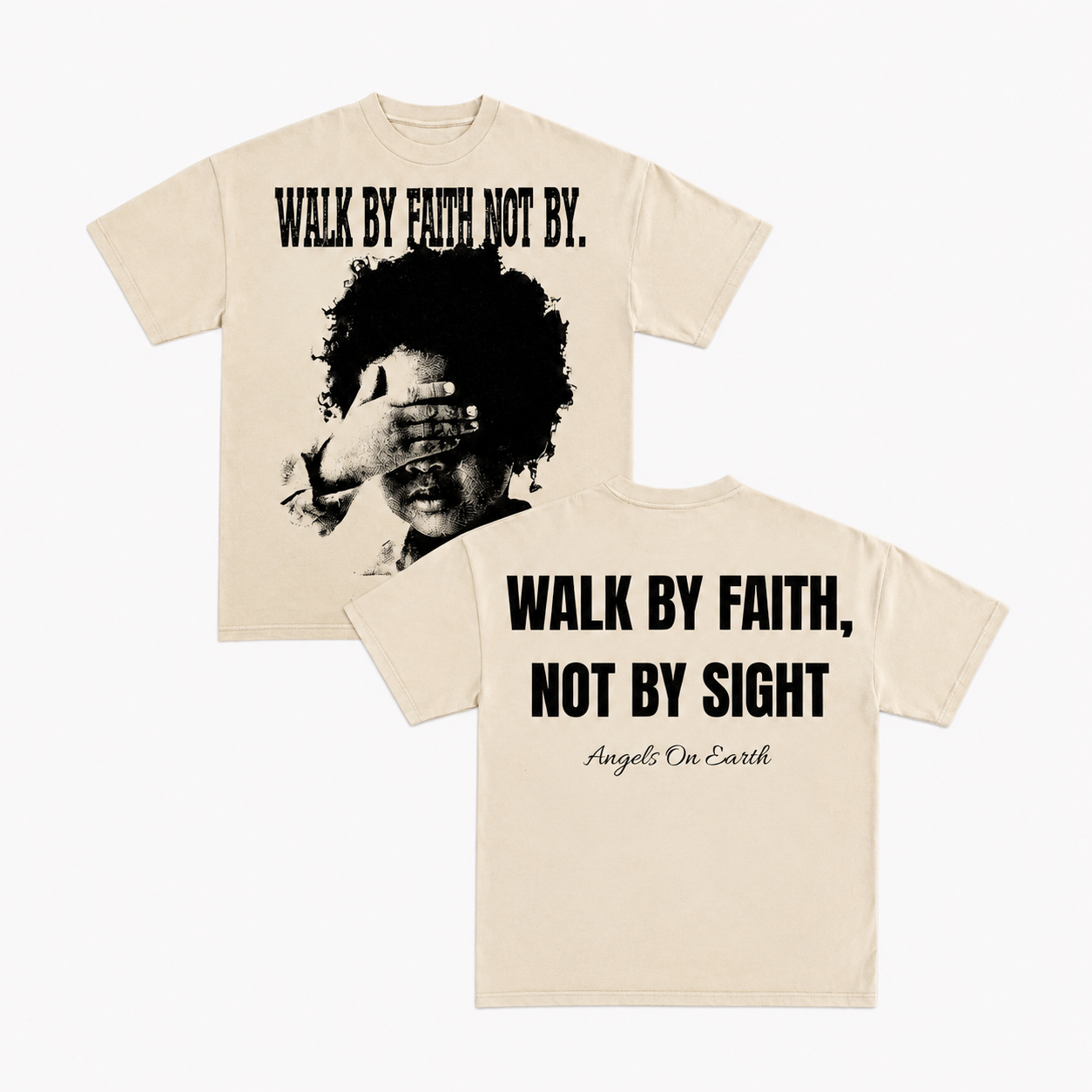 Streetwear Graphic Tee with Bible Verse & Child Portrait Print