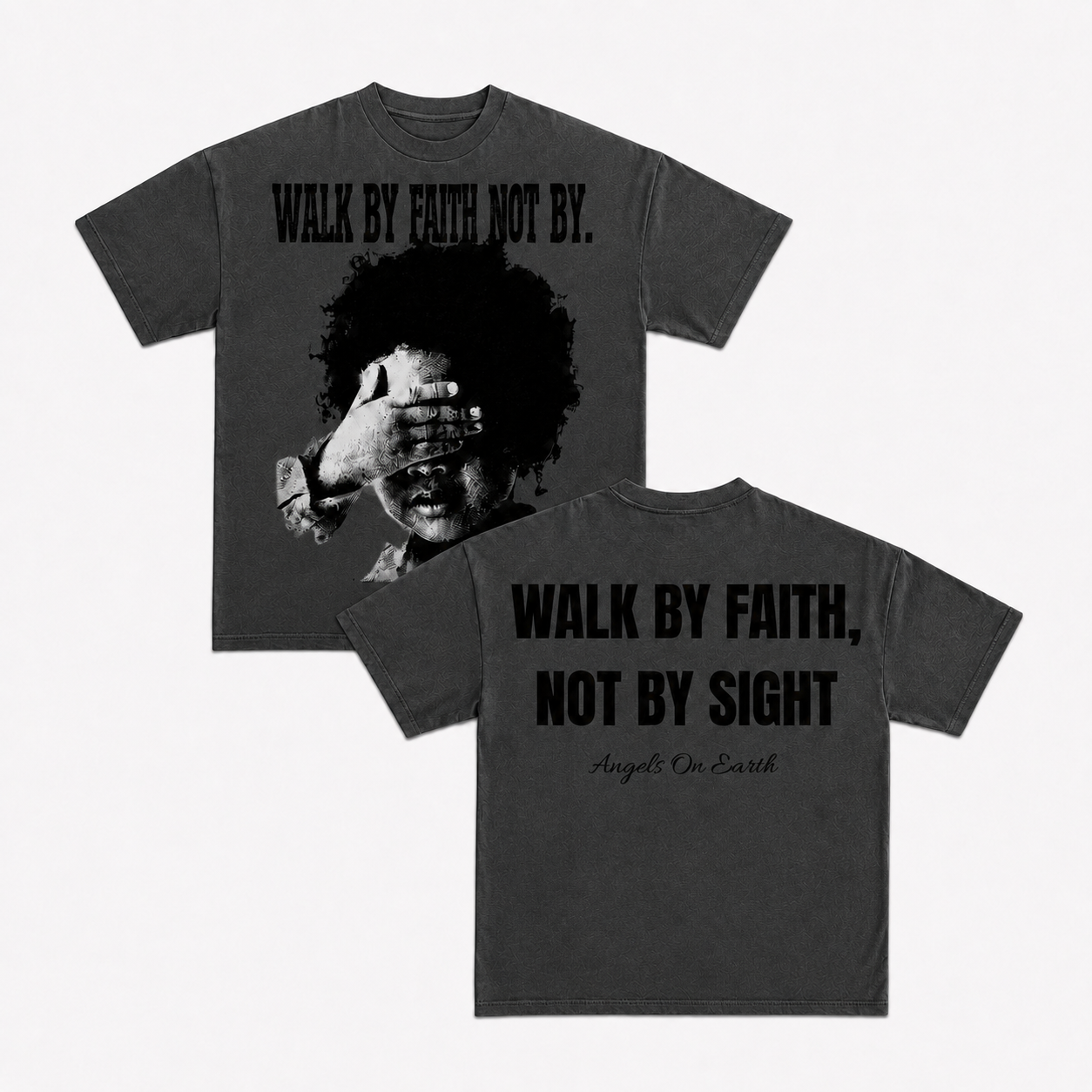 Streetwear Graphic Tee with Bible Verse & Child Portrait Print