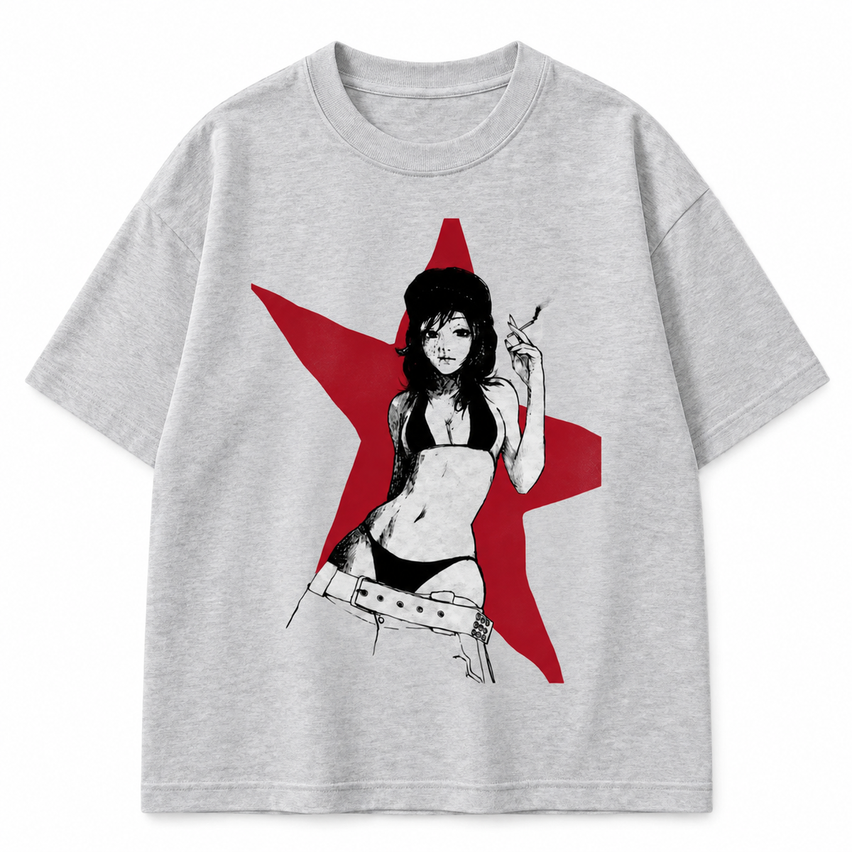 Cyberpunk Red Star Vintage Tee, Anime Girl T-Shirt