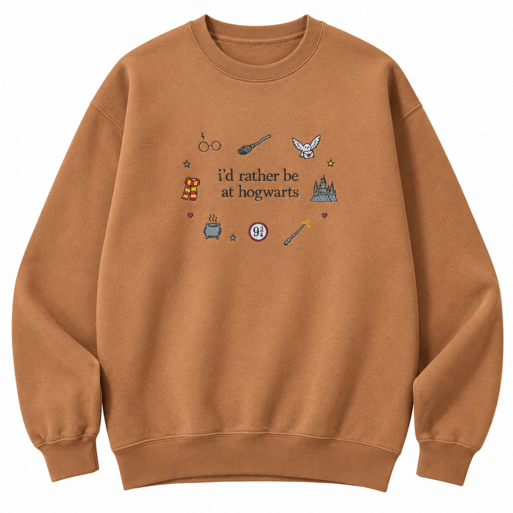 I’d rather be in Hogwarts embroidery sweatshirt