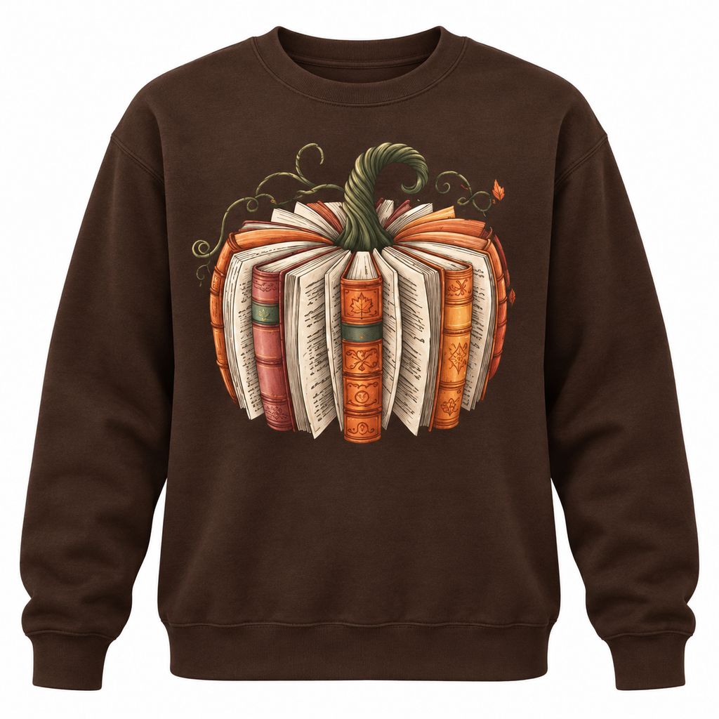 Fall Book Pumpkin Sweatshirt or T-Shirt, Halloween Book Lover Graphic
