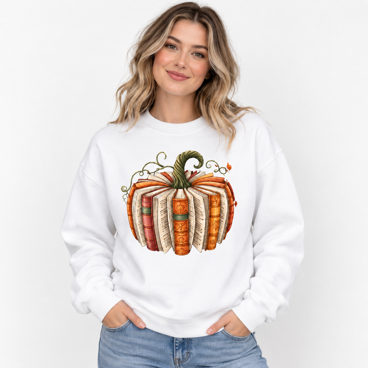 Fall Book Pumpkin Sweatshirt or T-Shirt, Halloween Book Lover Graphic