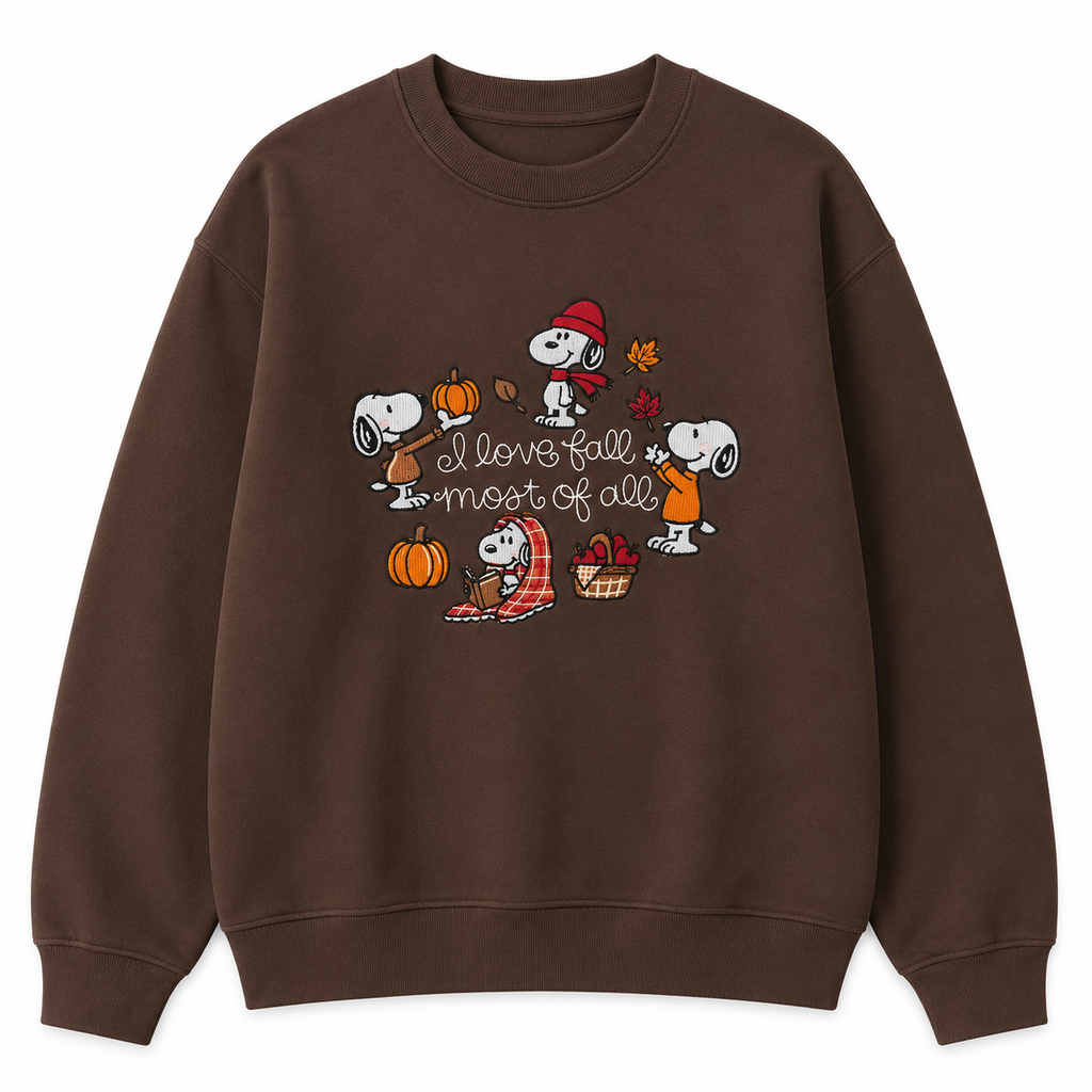 Embroidered Cute Dog Sweatshirt, Fall Dog Crewneck Sweatshirt