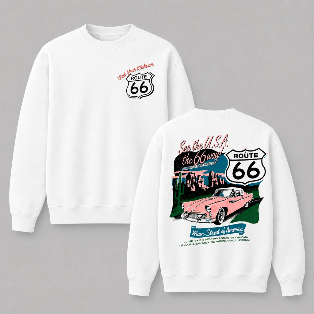 Route 66 T-Shirt - Classic Car Graphic Tee