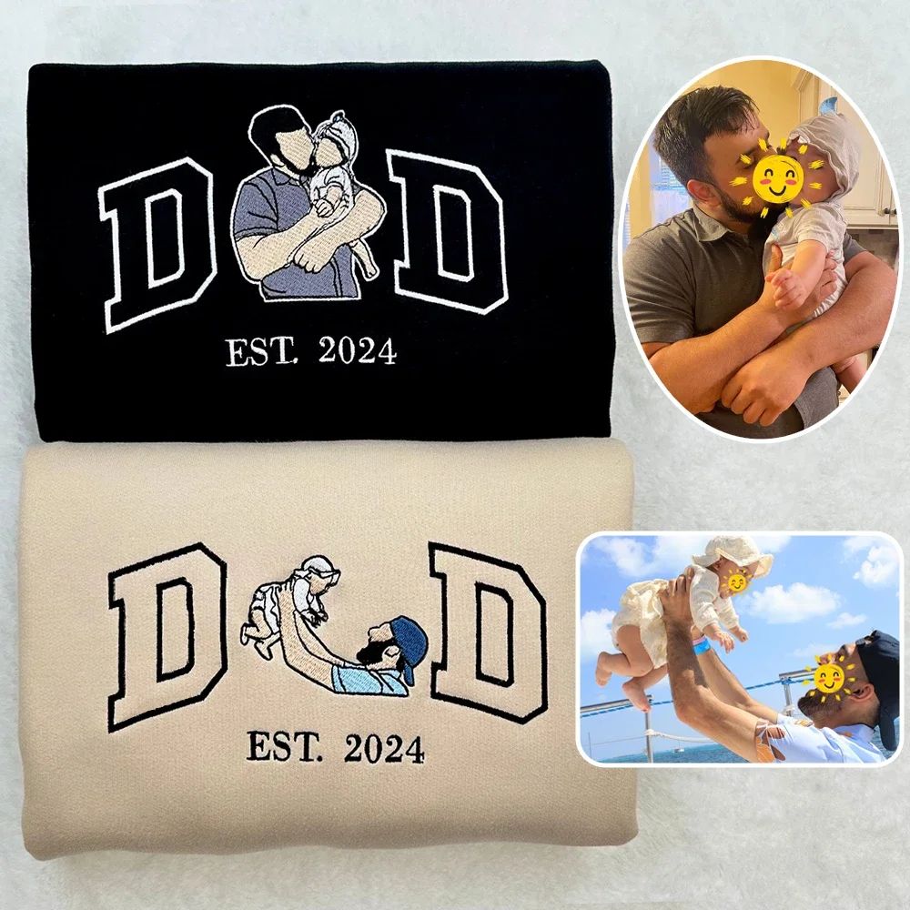Custom Embroidered Portrait Tee/Sweatshirt for Father