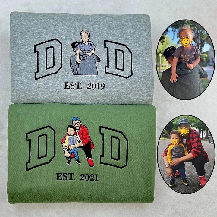 Custom Embroidered Portrait Tee/Sweatshirt for Father