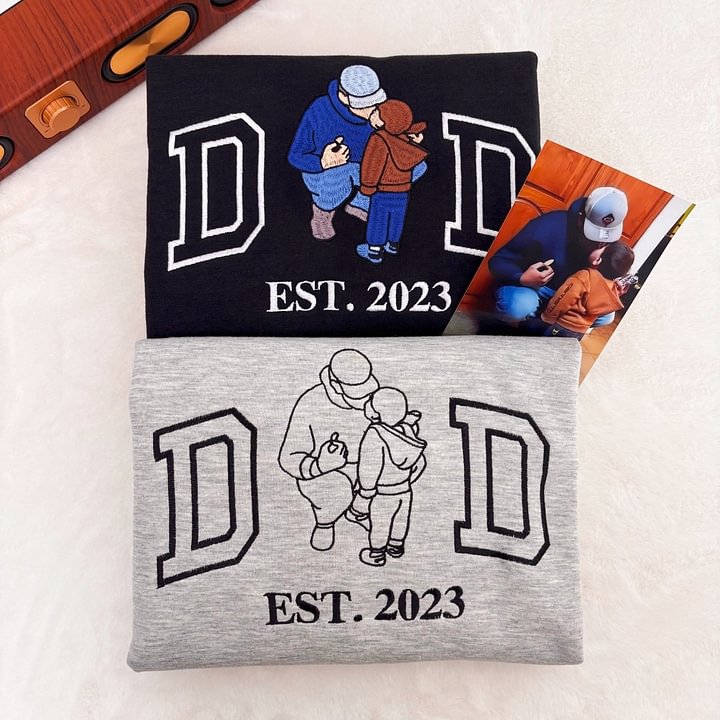Custom Embroidered Portrait Tee/Sweatshirt for Father