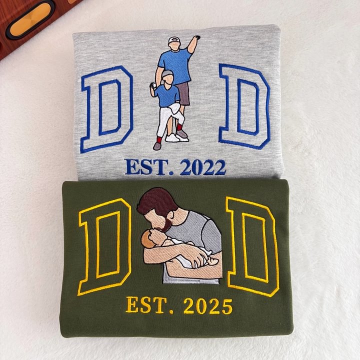 Custom Embroidered Portrait Tee/Sweatshirt for Father