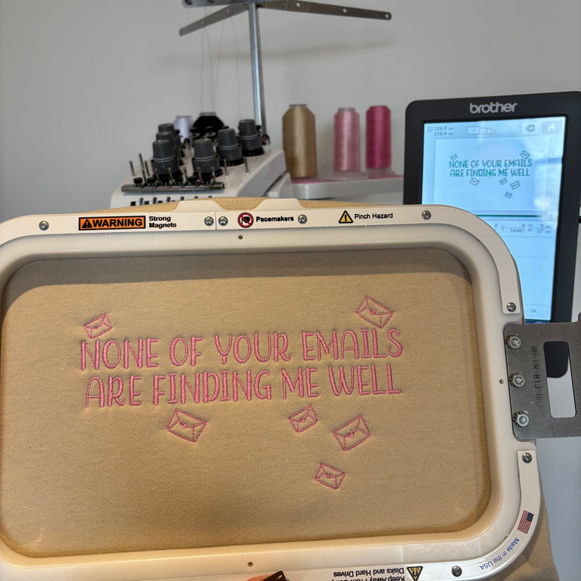 NONE OF YOUR EMAILS ARE FINDING ME WELL EMBROIDERED CREW NECK / HOODIE