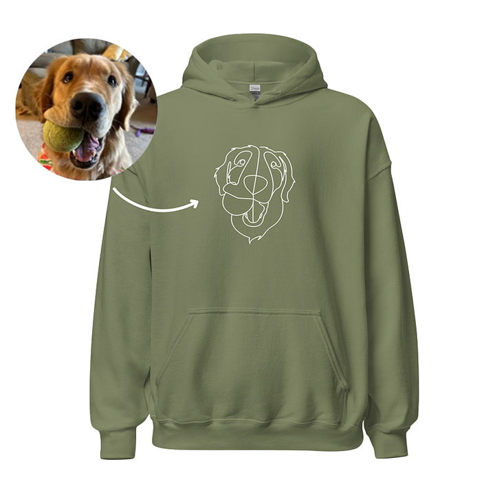 Custom Embroidered Hoodie Pet Line Drawing with Pet Portraits