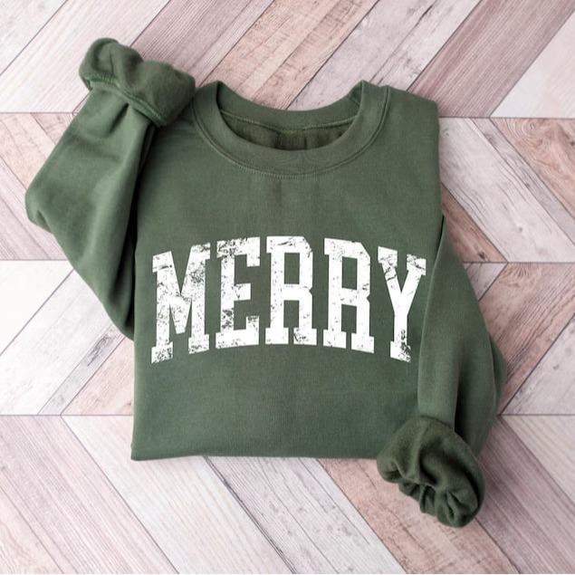 Retro Merry Sweatshirt, Merry Christmas Sweatshirt