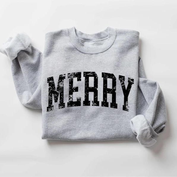 Retro Merry Sweatshirt, Merry Christmas Sweatshirt